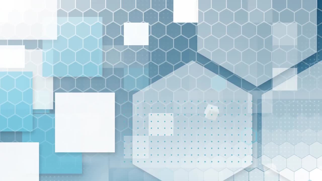 hexágonos azules y blancos y cuadrados en azul