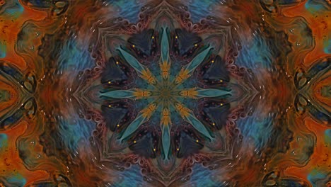 patrones de caleidoscopio abstractos en naranja y azul azulado