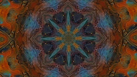 abstract kaleidoscope patterns in orange and teal