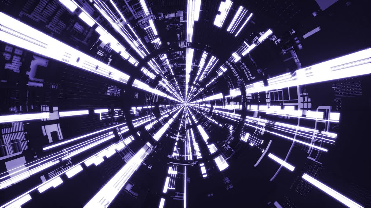 vuelo infinito dentro del túnel, luz de neón fondo abstracto. bucle sin costuras volando en el túnel verde de la nave espacial, corredor de la nave aérea de ciencia ficción