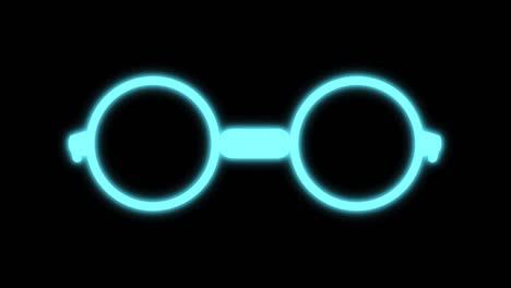 blue glowing goggles icon isolated on black screen in loop motion animation concept for goggles icon and symbol.