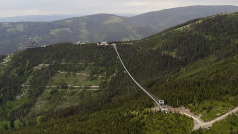 world's longest suspension footbridge in mountains of moravia, drone