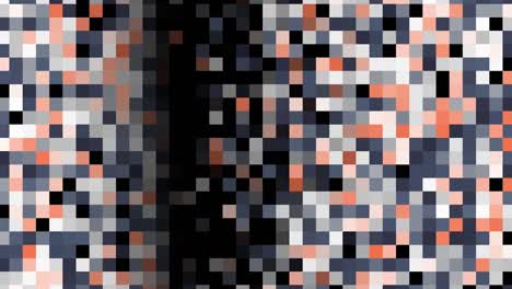 colorful pixelated flowing background, seamless loop. animation. abstract rows of blinking flat squares moving on black background