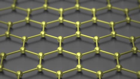 nanoestructura del átomo de grafeno animación en bucle. nanotubo en forma de panal. concepto nanotecnología y ciencias animación 3d