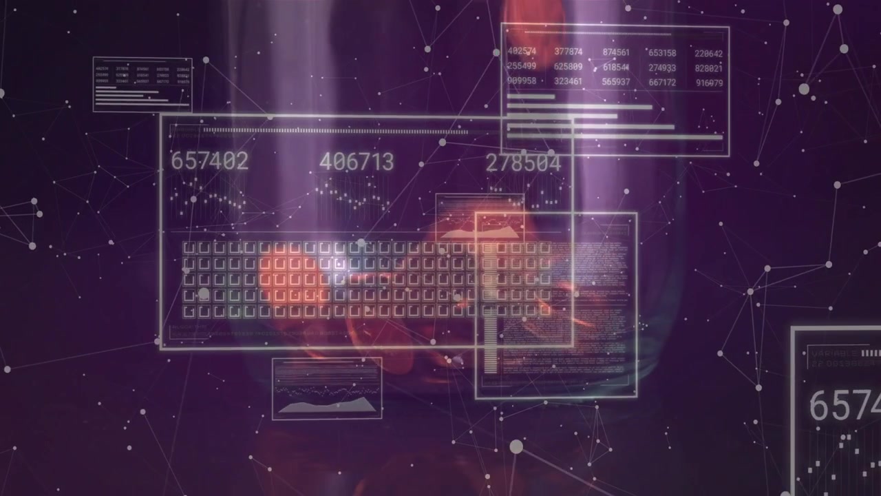 Hender taster på tastatur som får svake paneler til å stige, tellere oppdateres og widgets stables for sanntidsdata