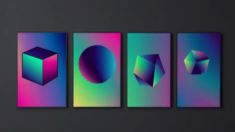 Abstract Neon Geometric Shapes on Gradient Backgrounds