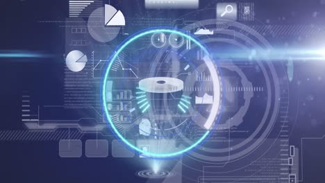 Animation of processing circle on scientific graph and data