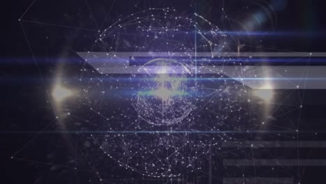 animación del globo de la red de conexiones con puntos brillantes y procesamiento de datos