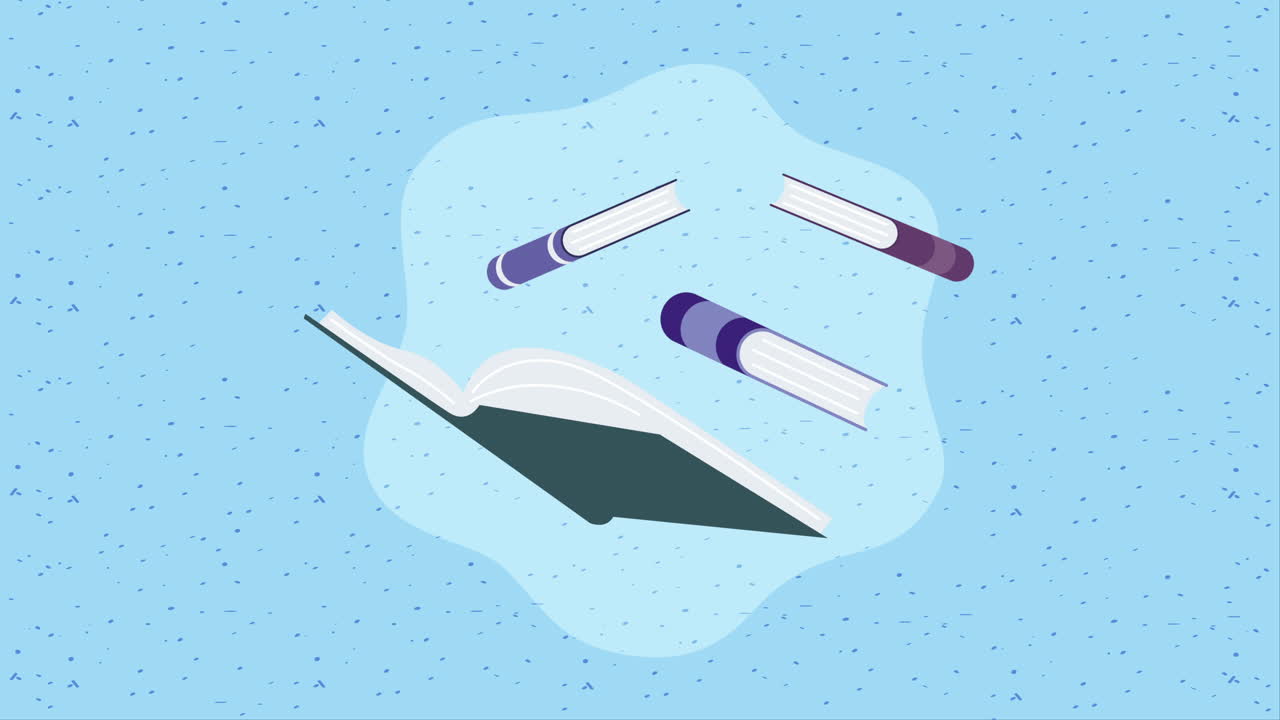 animazione della biblioteca di libri di testo