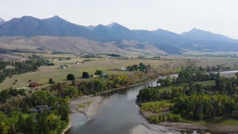 high angle view of river in beautiful autumn countryside