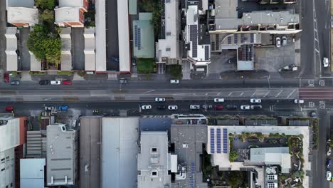 Top-down-view-of-houses-and-streets-of-the-Brunswick-area-of-Melbourne,-Australia