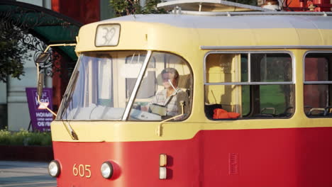 vintage tram in city