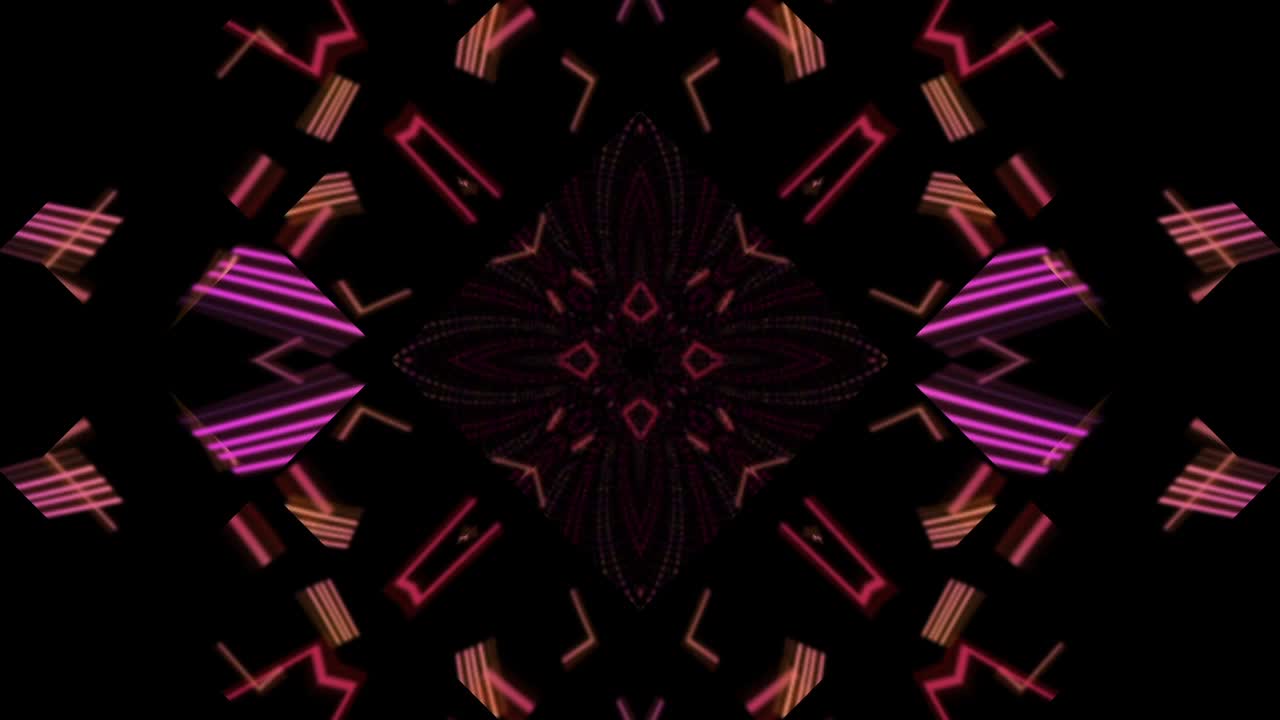 Grafica in movimento astratta al neon rosa e arancione, ripetibile in loop.