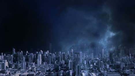 horizonte de la ciudad con relámpagos
