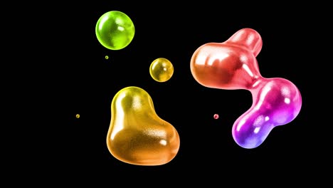 amasando el fondo abstracto de las metabolas como si las gotas de vidrio o las esferas llenas de chispas se fusionaran y se dispersaran moviéndose cíclicamente en 4k. animación sin costuras en bucle con burbujas brillantes