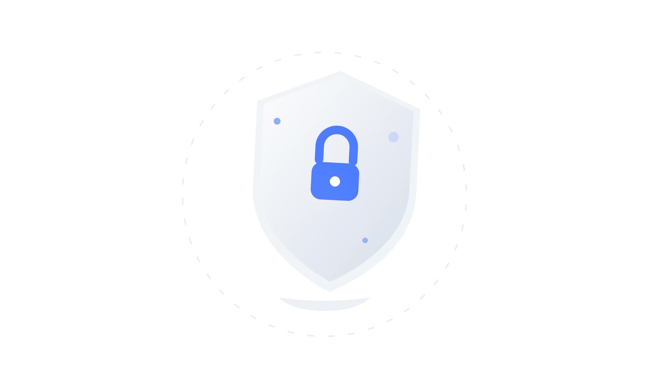 Animated Shield Icon with Padlock Symbol for Cybersecurity