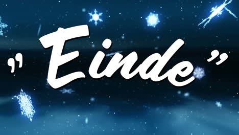 animación del texto final sobre la nieve que cae