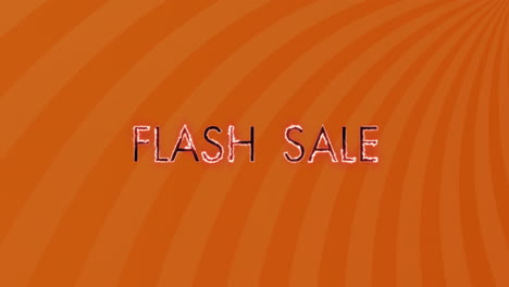 animation of flash sale text over sunburst against orange background