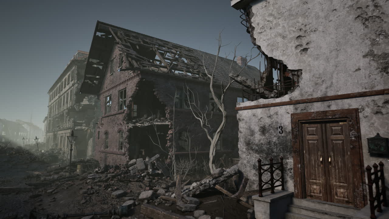 파괴 된 도시 의 폐허