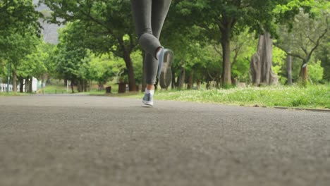 niedriger abschnitt einer frau, die im park läuft