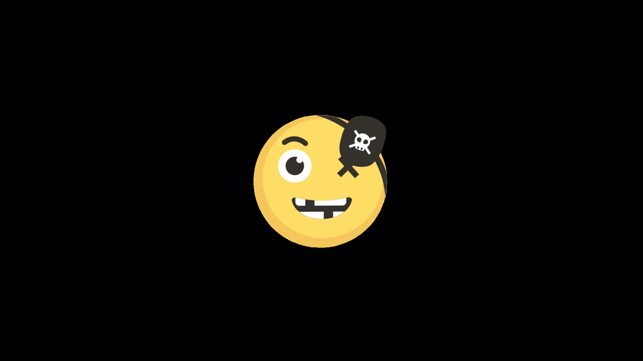 Animated Pirate Emoji with Eye Patch and Missing Teeth