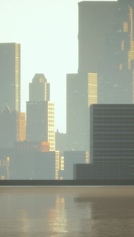 futuristic cityscape at dawn/dusk