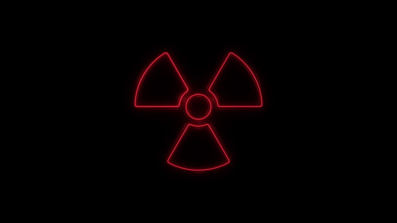 la animación de video del símbolo radiactivo de neón. loop sin costuras.