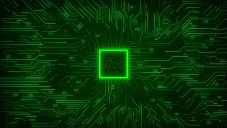 abstract glowing green circuit board