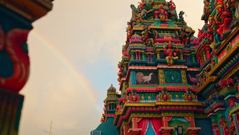 static close up shot of colorful decorated kaylasson hindu temple, port louis, mauritius