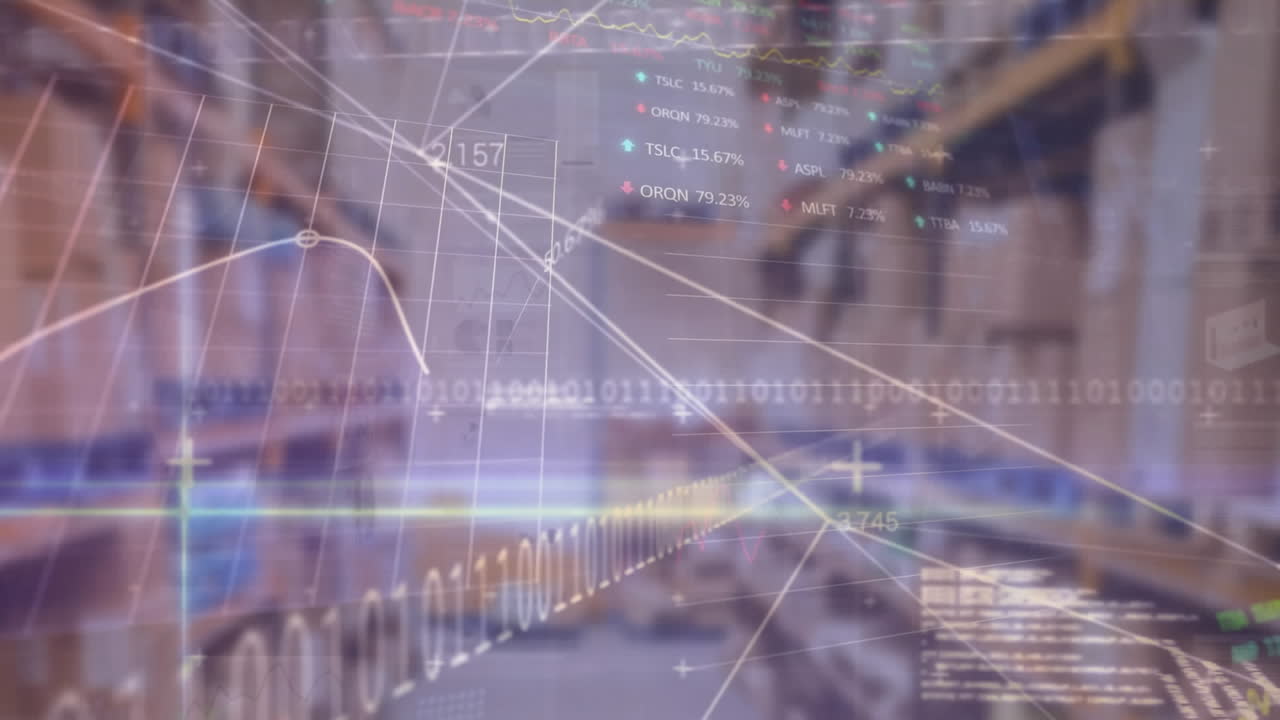 창고에 대한 통계 및 증권 시장 데이터 처리의 애니메이션