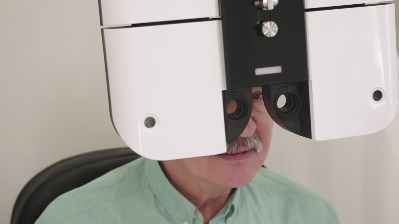 Senior Man Doing Eye Vision Exam