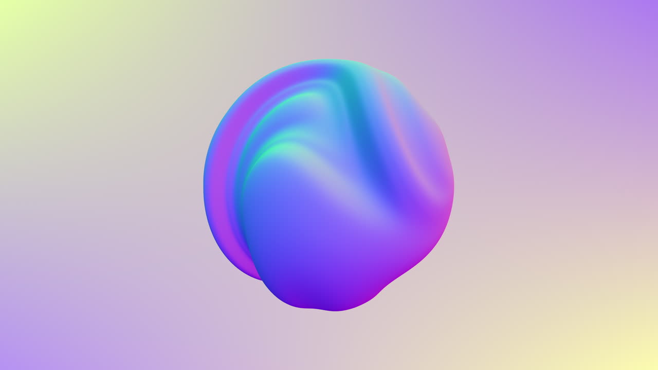 Rainbow fantasy neon abstract sphere on purple gradient