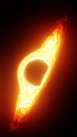 vertical futuristic spacecraft flying toward black hole in cosmos