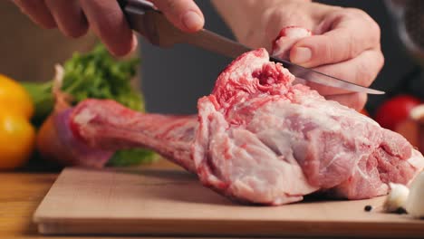 preparing a leg of lamb