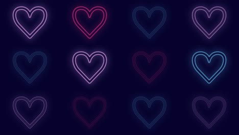 Hearts-pattern-with-pulsing-neon-colorful-light