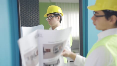 happy and funny boy dreaming of being an engineer.