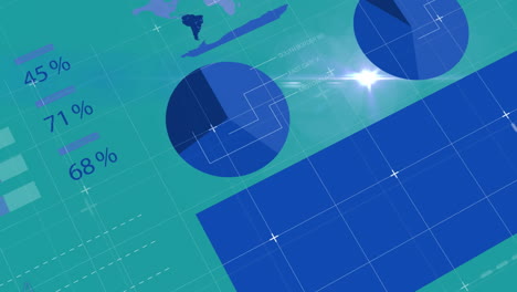 animación del procesamiento de datos sobre un fondo verde