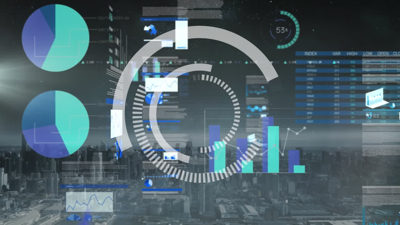 Animation of data processing in grey background