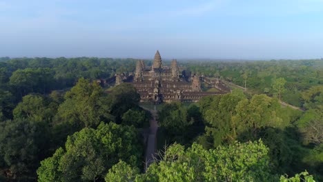 drone flying over angkor was sunrise exploring secrets of ancient history cambodia jungle temple jungle buddhist