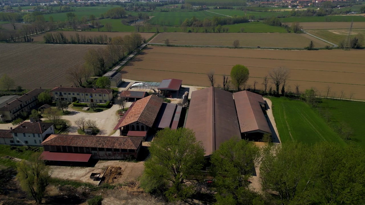 Vista aerea di produzione alimentare agricola in Italia