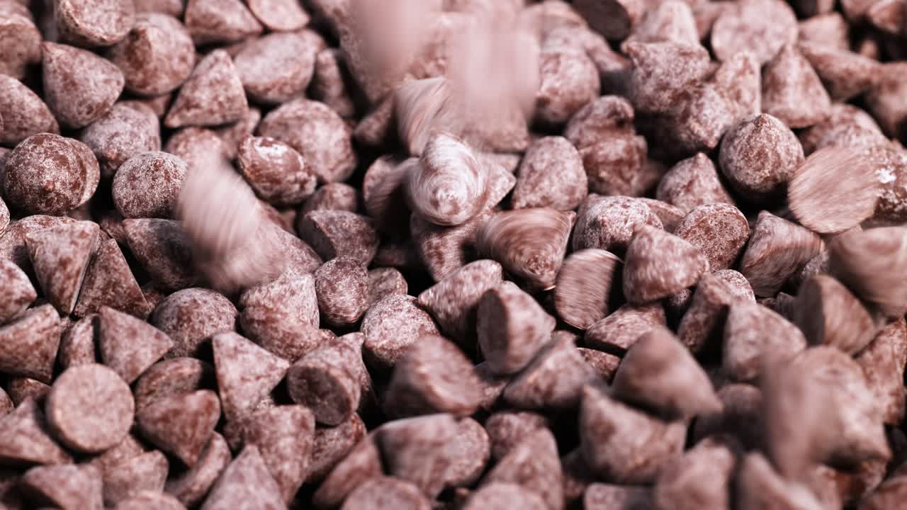 chips de chocolate en cascada en una pila