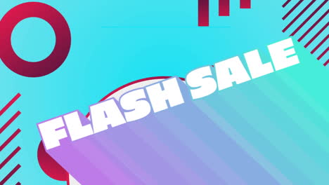 flash sale graphic with trails and red shapes on turquoise background