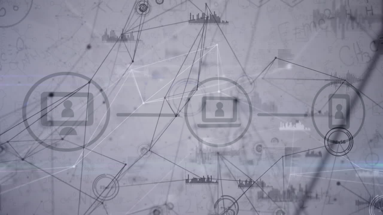 animación de iconos a través de una red de conexiones