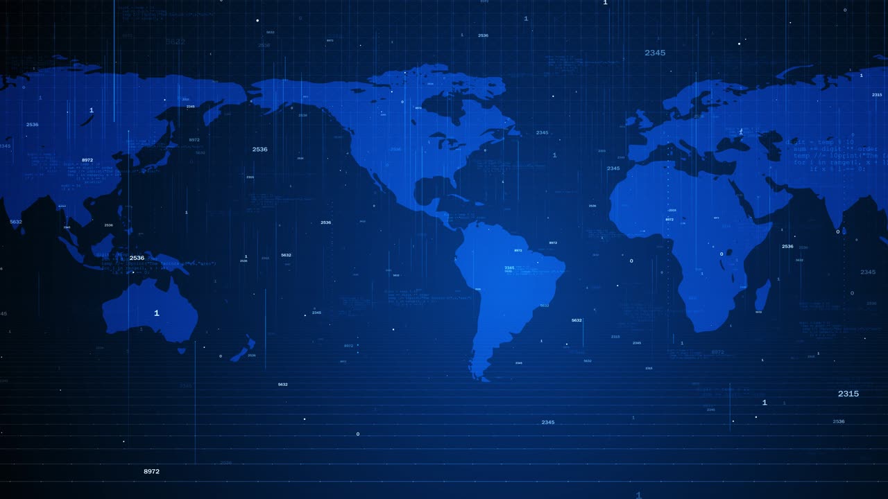 Blue abstract background geographic map planet earth global network connection system internet