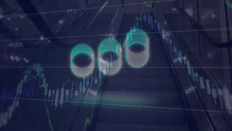 animación del procesamiento de datos sobre escaleras y formas.
