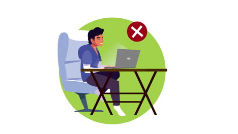man using laptop work at home campaign animation