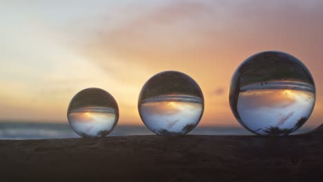 magic beautiful sky view of sunset in crystal balls.