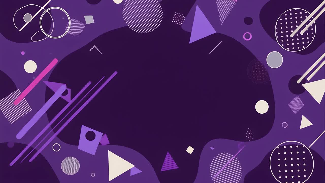 Abstract Geometric Shapes Moving on Purple Background