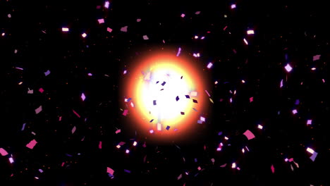 animación de confeti con fuegos artificiales sobre fondo negro