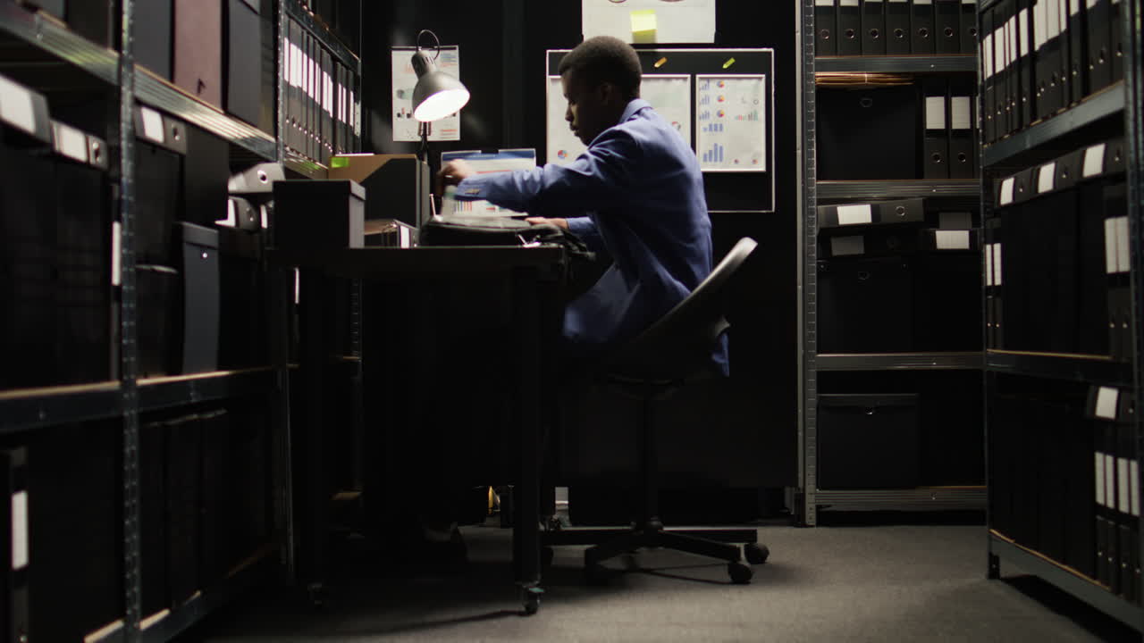 Man working in a file room